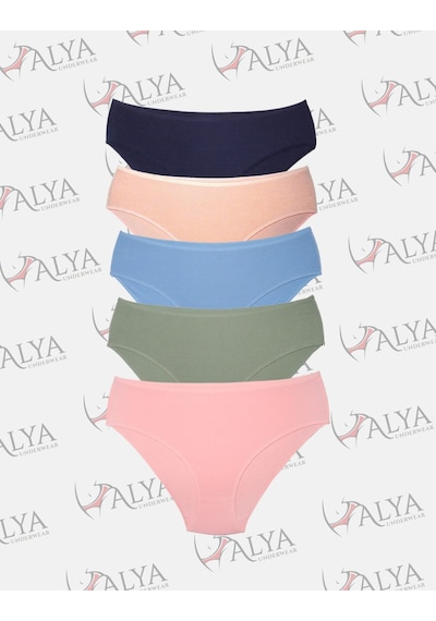 Alya Underwear Kadın Pamuklu Hipster - Slip Külot 5 Farklı Renk 1 Pakette Çok Renkli P14
