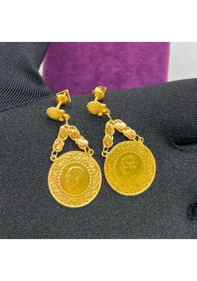 22 Ayar Altın Küpe Çeyrekli Zincir 5.68gr - K01102