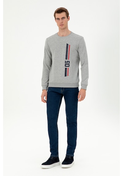 U.S. Polo Assn. Erkek Regular Fit Bisiklet Yaka Gri Melanj Sweatshirt 50293441-VR109