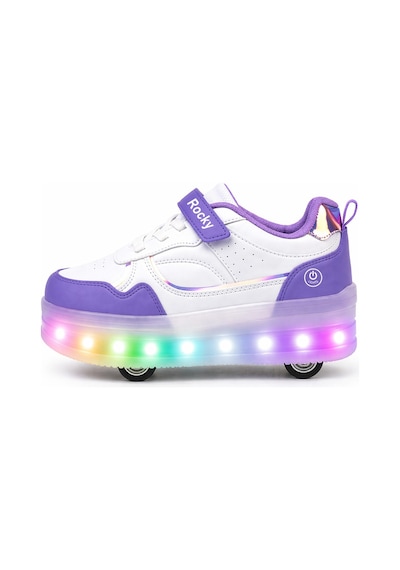 Glow Kız Erkek Çocuk Patenli, Işıklı Rahat Spor Ayakkabı & Sneaker 4 Teker Kaykay Ayakkabı Mor