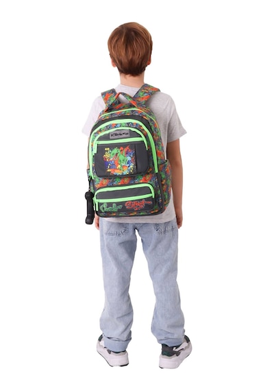 Kaukko Kids Erkek Çocuk Street Dinazor Baskılı Street Altı Bölmeli İlkokul Sırt Çantası - L5414 Çok Renkli