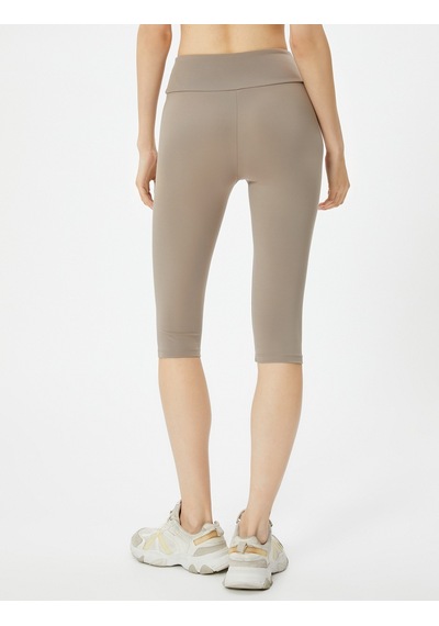 Koton Spor Kapri Tayt Standart Bel Slim Fit Kahverengi 4sak40150nk