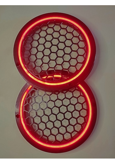Hoparlör Kapağı 16 Cm Ledli 2'li Takım - Kırmızı