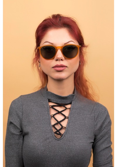 Fleur Unisex Matte Mustard Güneş Gözlüğü Füme - 296294878 İki Renk