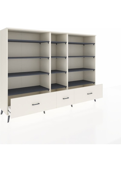 Hyperion Dolap 12 Raflı 3 Çekmeceli 220x44x163 Aytaşı-antrasit/a Aytaşı-antrasit/aytaşı