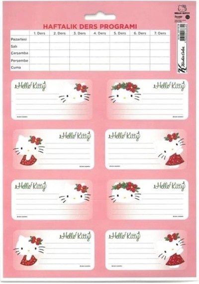 Hello Kitty Etiket Ders Programlı 3 Lü 220130-08 Çok Renkli