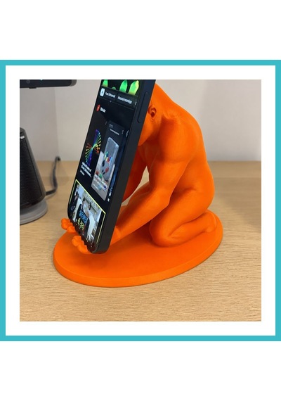 Bezos 3d Baskı Goril Telefon Tutucu - Kaslı Goril Masaüstü Telefon Standı-turuncu Dfnbez