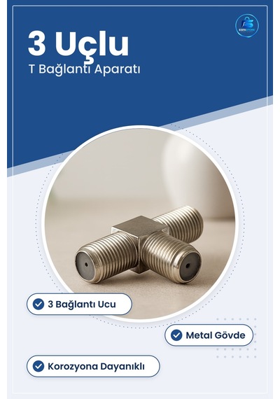 Uydu Konnektörü T Şeklinde Birleştirici Metal Anten Kablo Ekleme