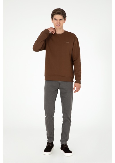 U.S. Polo Assn. Erkek Kahverengi Basic Sweatshirt 50295148-VR029 U.S. Polo Assn. Erkek Kahverengi Basic Sweatshirt 50295148-VR029
