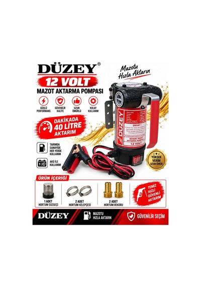 Düzey 12 Volt Bypasslı Dk/litre:40 Lt. Mazot Aktarma Pompası