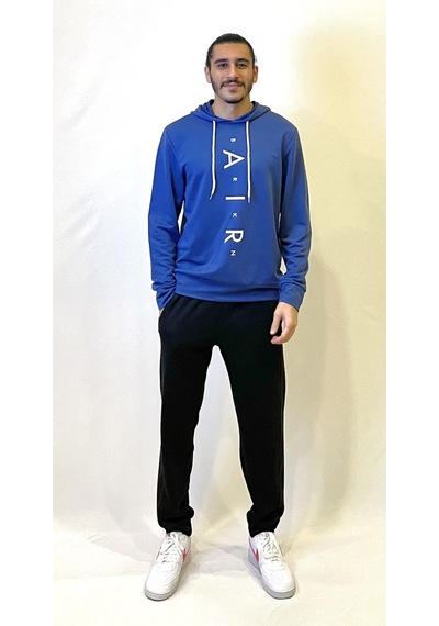 Süperlife Erkek Kapşonlu Regular Fit Air Baskılı İnce Sweatshirt Spr22sw162 İndigo