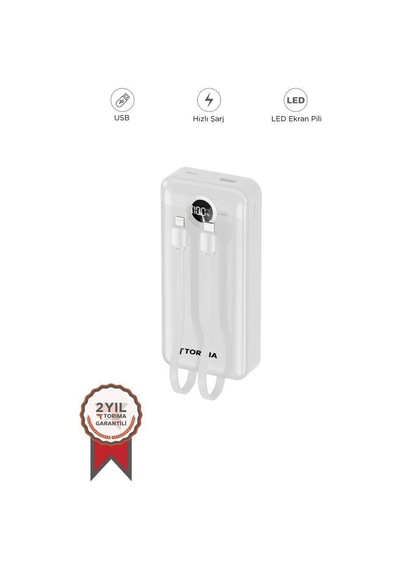 Hızlı Dolum Cep Bataryası Seyahat Ürünü Taşınabilir Batarya Trm-1015 Beyaz 10000mah Çok Renkli