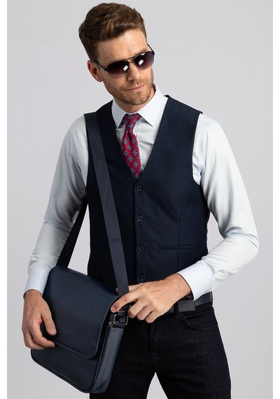Tudors Slim Fit Dar Kesim Düz Cepli Erkek Yelek-3351