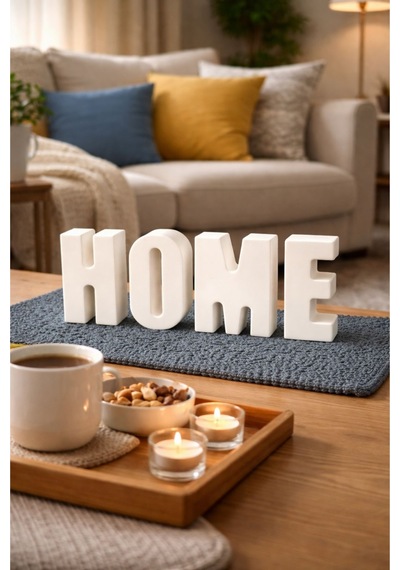 Kokulu Home Yazılı Dekoratif Beton Obje