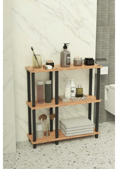 Terada 3 Katlı Banyo Düzenleyici Çok Raflı Banyo Organizeri Çok Amaçlı Banyo Düzenleyici - Meşe Meşe