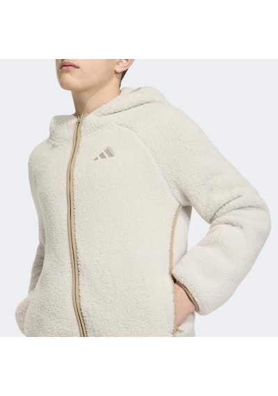 Adidas Kg7690 K Xpl Fz Ho Fle Çocuk Full-zip Hooded Fleece Ceket Bej