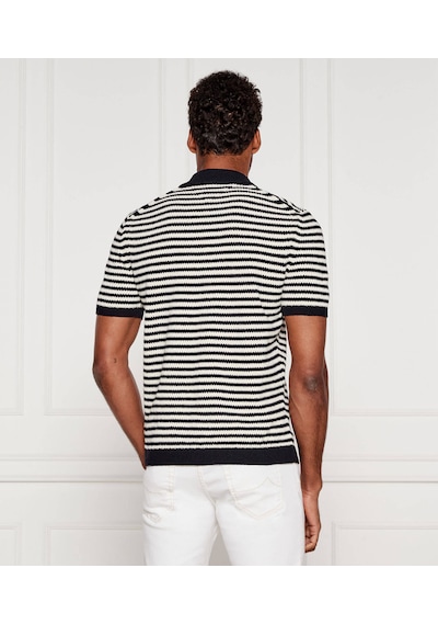 Tommy Hilfiger Örgü Dokulu Keten İplik Dokuma Polo T-shirt Siyah