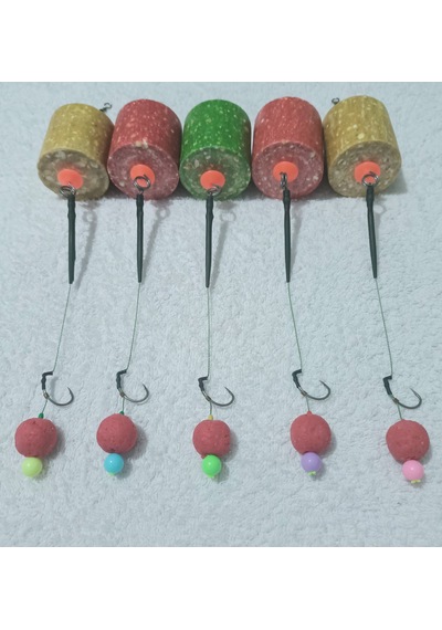 5 Adet Küspelli Boili'li Sazan Rig Takımı Çilek Boili