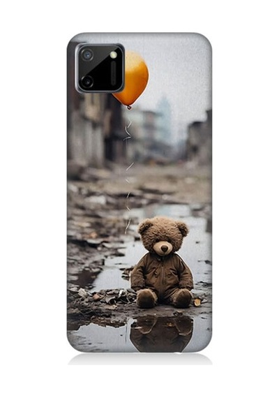 Realme C11 Uyumlu Oyuncak Ayı Ve Uçan Balon Desenli Silikon Kılıf