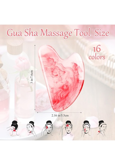 16 Adet Gua Sha Yüz Aletleri, Guasha Aracı Yüz Gua Sha Taş Yüz Şekillendirme Aracı Guasha Aracı Yüz Masaj Aletleri Vücut Spa Akupunktur İçin Yüz Masajı Kas Gerginliğini Gidermek Şişlik