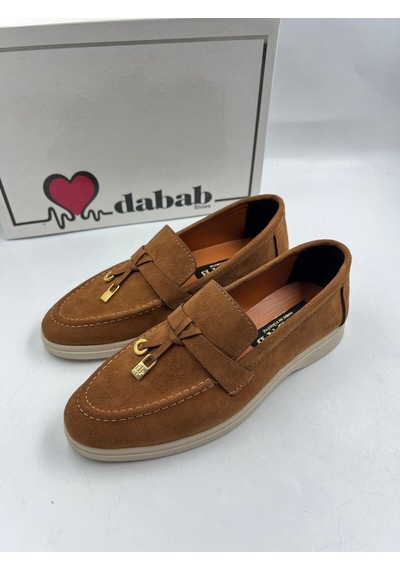 Dabab Shoes Lupy Kadın Süet Düz Taban Rahat Günlük Casual Babet Ayakkabı Kahverengi