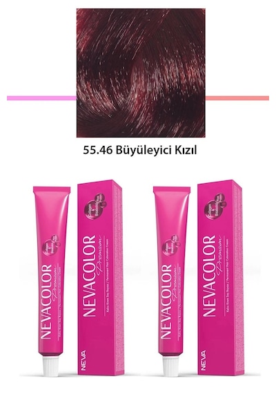 Hubrendy Tedarik 2 Li Set Premium 55.46 Büyüleyici Kızıl - Kalıcı Krem Saç Boyası 2 X 50 G Tüp