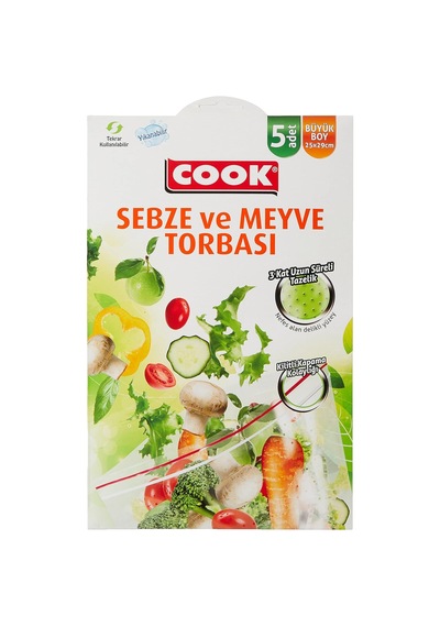 Cook Sebze Ve Meyve Torbası, 25 X 29 Cm, 5 Adet 4296