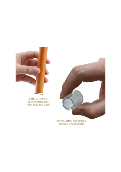 Sessiz Tip Sandalye Pabucu Masa Sandalye Zemin Koruyucu 21 Mm - 25 Mm 4 Adet Bej Diğer