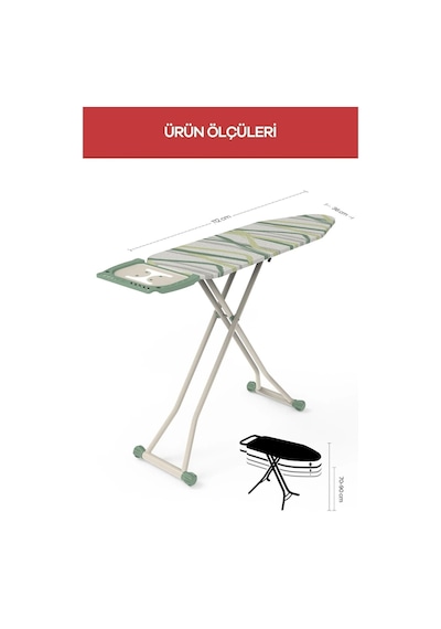 Perilla Silvia Özel Dokuma Kumaşlı Ütü Masası Yeşil Yeşil
