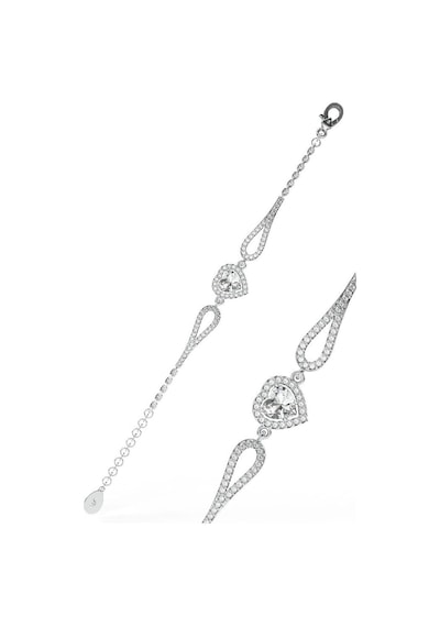 Roza Silver 925 Ayar Zirkon Taşlı Rodyum Pırlanta Görünümlü Kalp Gümüş Bileklik Rb10055 Gümüş