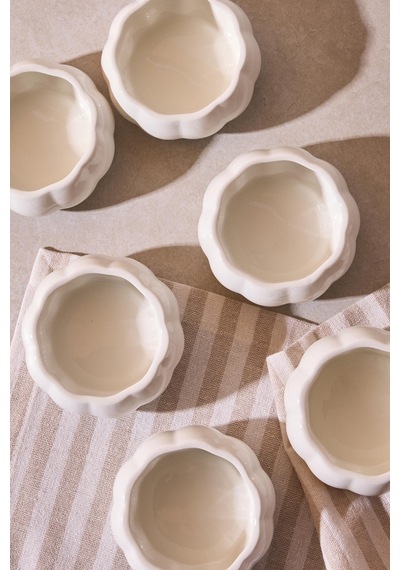 Pumpkin 6'lı Çerezlik Sosluk Çok Amaçlı Ergonomik Tasarım Dekoratif Sosluk Ve Kase Beyaz Beyaz