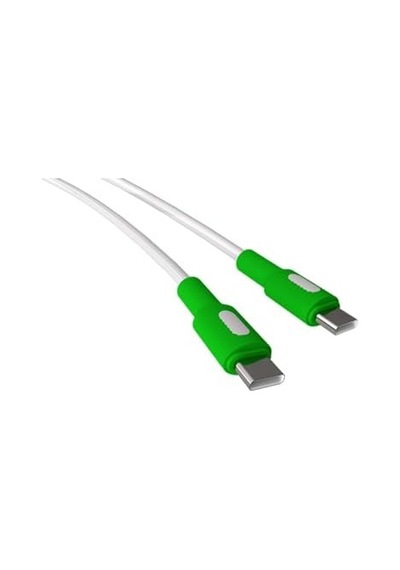 Type C-c Power Delivery Hızlı Şarj Kablosu, Beyaz Kablo, Beyaz/yeşil Uçlar 120 Cm