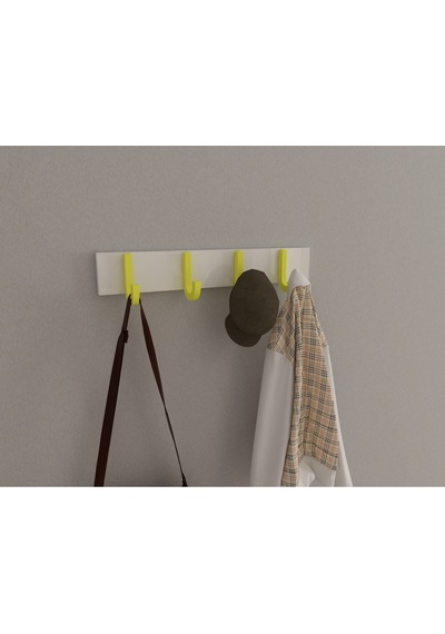Hepsi3boyutlu Modern Duvar & Kapı Baston Askılık - 4 Adet Sarı J Askılık - Model No : 6 Sarı