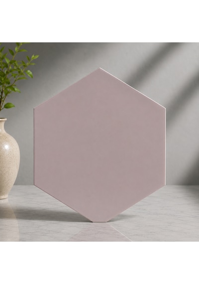 Armada Çini 15x17 Cm Düz Açık Pembe Altıgen Seramik