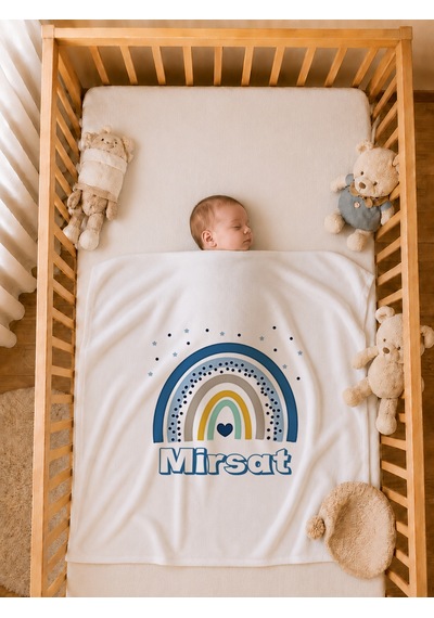 Pia Baby Kişiye Özel Erkek Bebek Tulum Set 4 Parça %100 Pamuk İsimli Organik Baskılı Battaniyeli 1091bt0x Krem