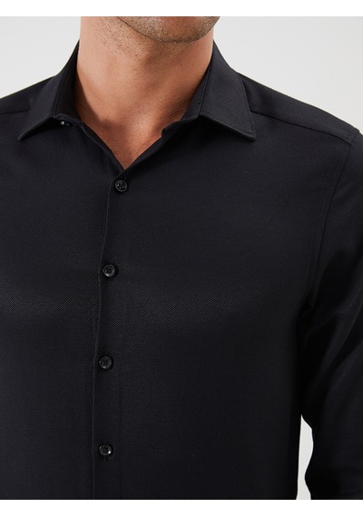 Lcw Busıness Siyah Slim Fit Armürlü Erkek Gömlek