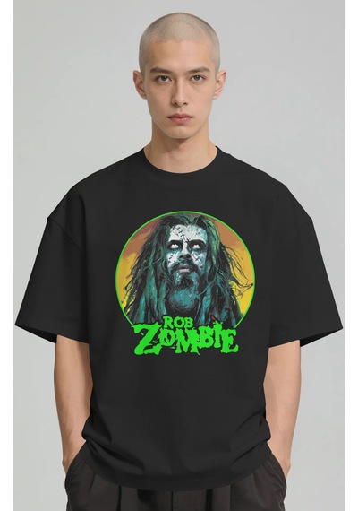 Rob Zombie Rock Metal Şarkıcı Baskılı Unisex Oversize Premium Tiş Siyah
