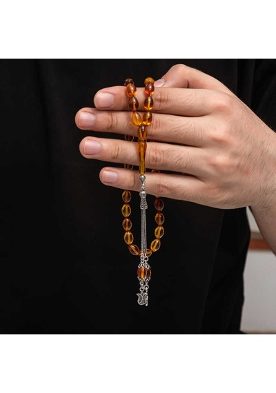 Gümüş Püskül Sıkma Kehribar Tesbih 41625606