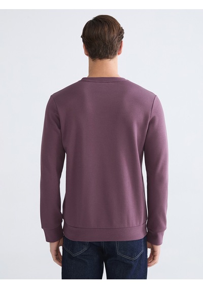 Lcwaıkıkı Classic Mürdüm Bisiklet Yaka Baskılı Erkek Sweatshirt
