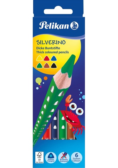 Pelikan Kuru Boya Kalemi Silverino Jumbo Üçgen 6 Lı 700610 Çok Renkli