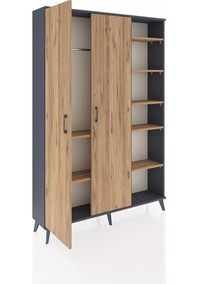 Arges Dolap 7 Raflı 2 Kapaklı Tek Askılı 132x30x195 Antrasit-çam/çam Atlas Çam/atlas Çam Arges Dolap 7 Raflı 2 Kapaklı Tek Askılı 132x30x195 Antrasit-çam/çam Atlas Çam/atlas Çam