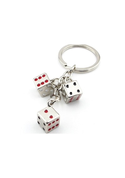 Solfera Zar Tavla Casino Şans Sallantılı Üçlü Metal Anahtarlık Kc017