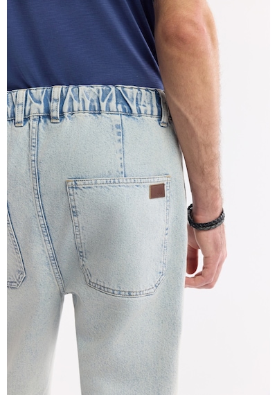 Avva Erkek Mavi Klasik Bel %100 Pamuk Eskitme Yıkamalı Oslo Carrot Fit Jean Pantolon A51y3550
