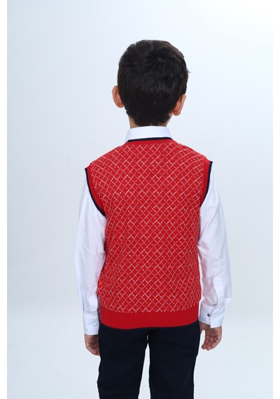 Toontoy Kids Toontoy Erkek Çocuk Regular Fit V Yaka Kare Desenli Okul Süveter - Garni & 2 İplik Kırmızı Toontoy Kids Toontoy Erkek Çocuk Regular Fit V Yaka Kare Desenli Okul Süveter - Garni & 2 İplik Kırmızı