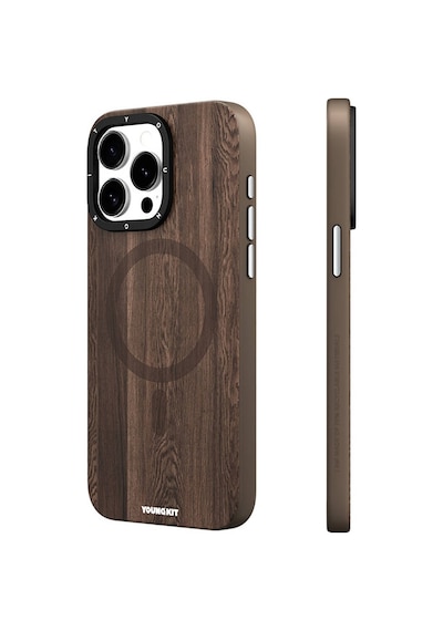 Youngkit Apple Uyumlu iPhone 15 Pro Max Kılıf Magsafe Şarj Özellikli Youngkit Ahşap Desenli Wood Forest Serisi