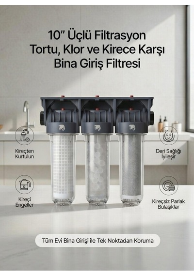 10 Bina Girişi Ana Hat Su Filtresi Tortu, Klor Ve Kireç Önleyici / Bina Giriş Filtrasyonu
