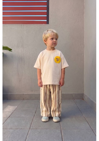 Baby Lory Kids Store Slogan Desenli İkili Takım Krem - Kahverengi