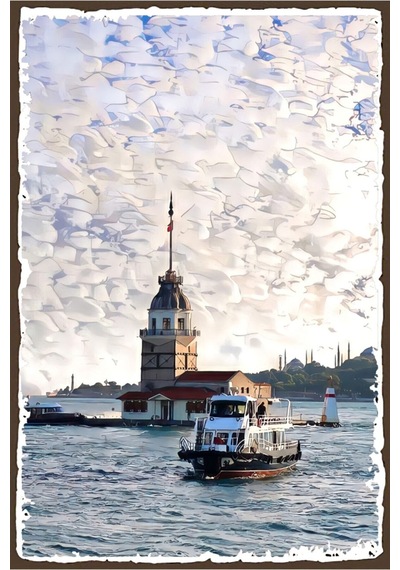 Kız Kulesi Retro Ahşap Poster Özel İstanbul Koleksiyonu -hbb Renkli - 143034150