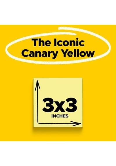 3 M Post-it Greener Notes, 3 X 3, Canary Yellow, 24 Pads/cabinet Paket Sarı 100 Yaprak Pouch Kendinden Yapışkanlı