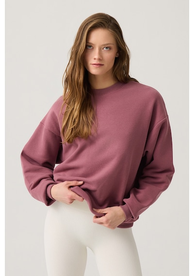 Los Ojos Bordo Geniş Kalıp Bisiklet Yaka Sweatshirt Crew Neck Bordo Bordo